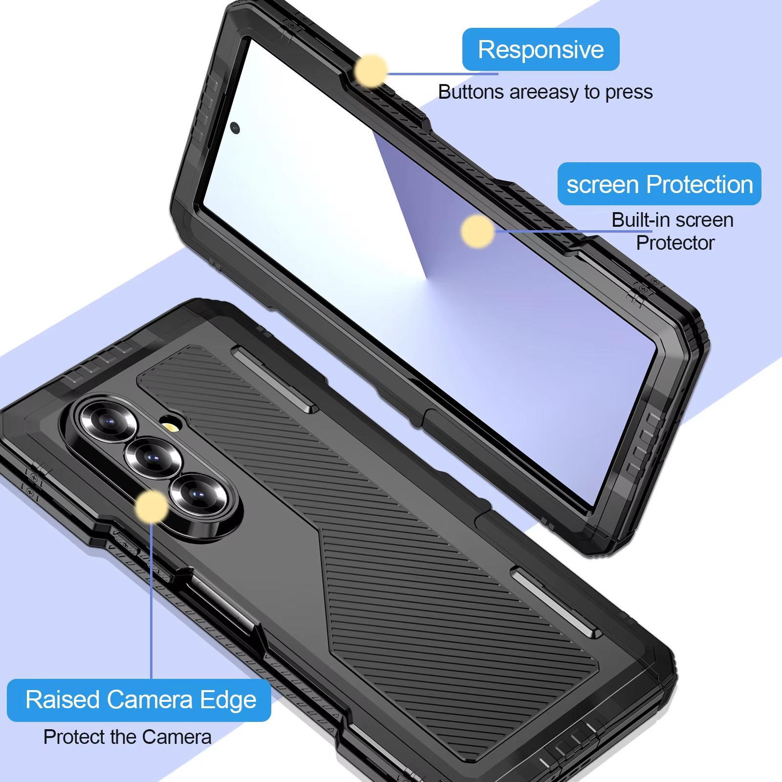 Heavy Duty 360 Full Body Protective Case - For Saumsung Z Fold 7 6
