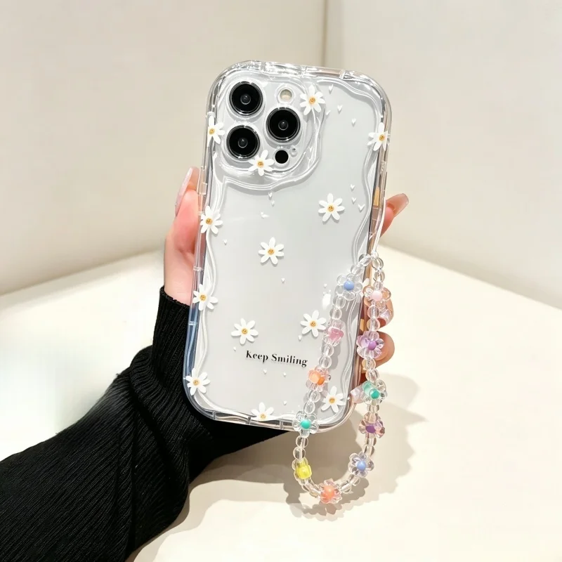 Cute Smile bee Flower Wrist St - Cute Cartoon Wrist Strap Silicone Case review and price